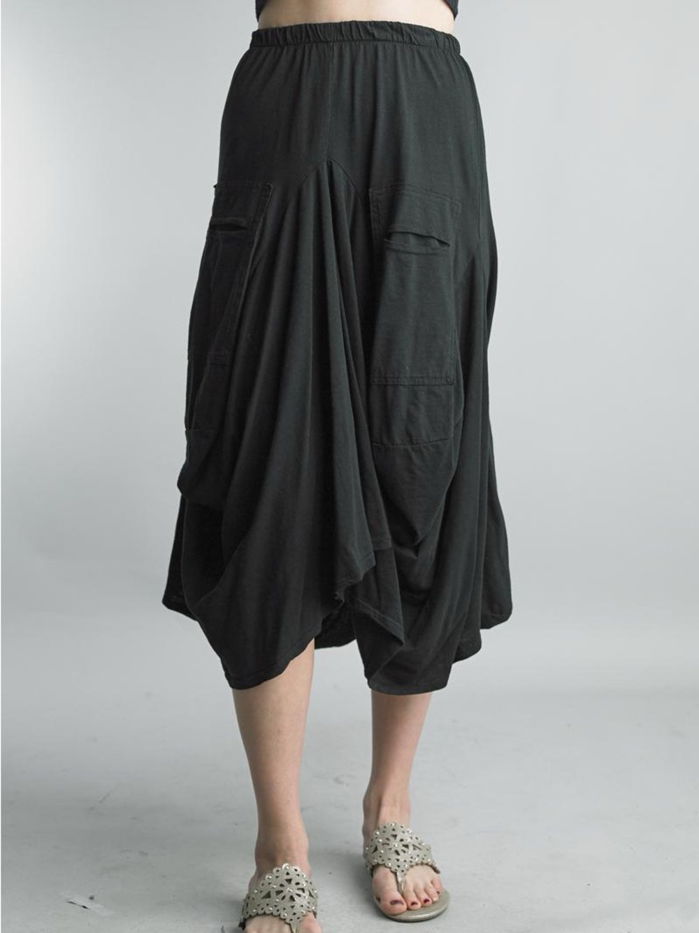 Tempo Paris Women's Black Draped Pocket Skirt